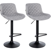 BARHOCKER 2er Set Stoff Grau - Schwarz/Grau, Textil/Metall (50/84/52cm) - CLP