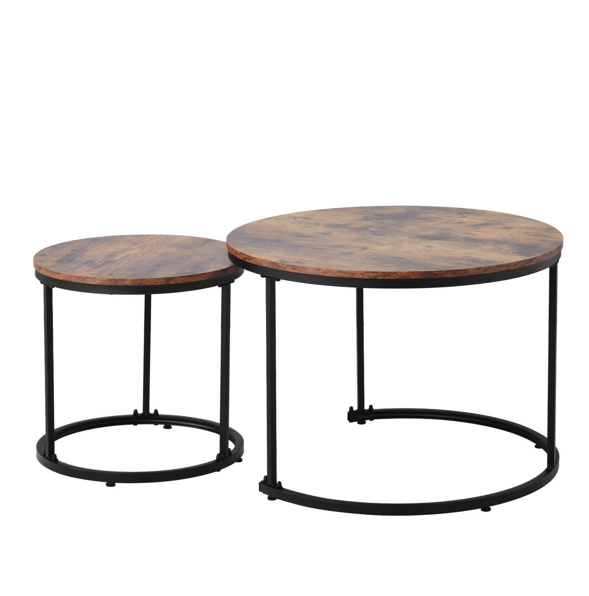 COUCHTISCH 2er Set rund braun 50/70,5 cm und 45,5/44 cm - Braun, Holzwerkstoff (70.5/70.5/50cm) - OKWISH