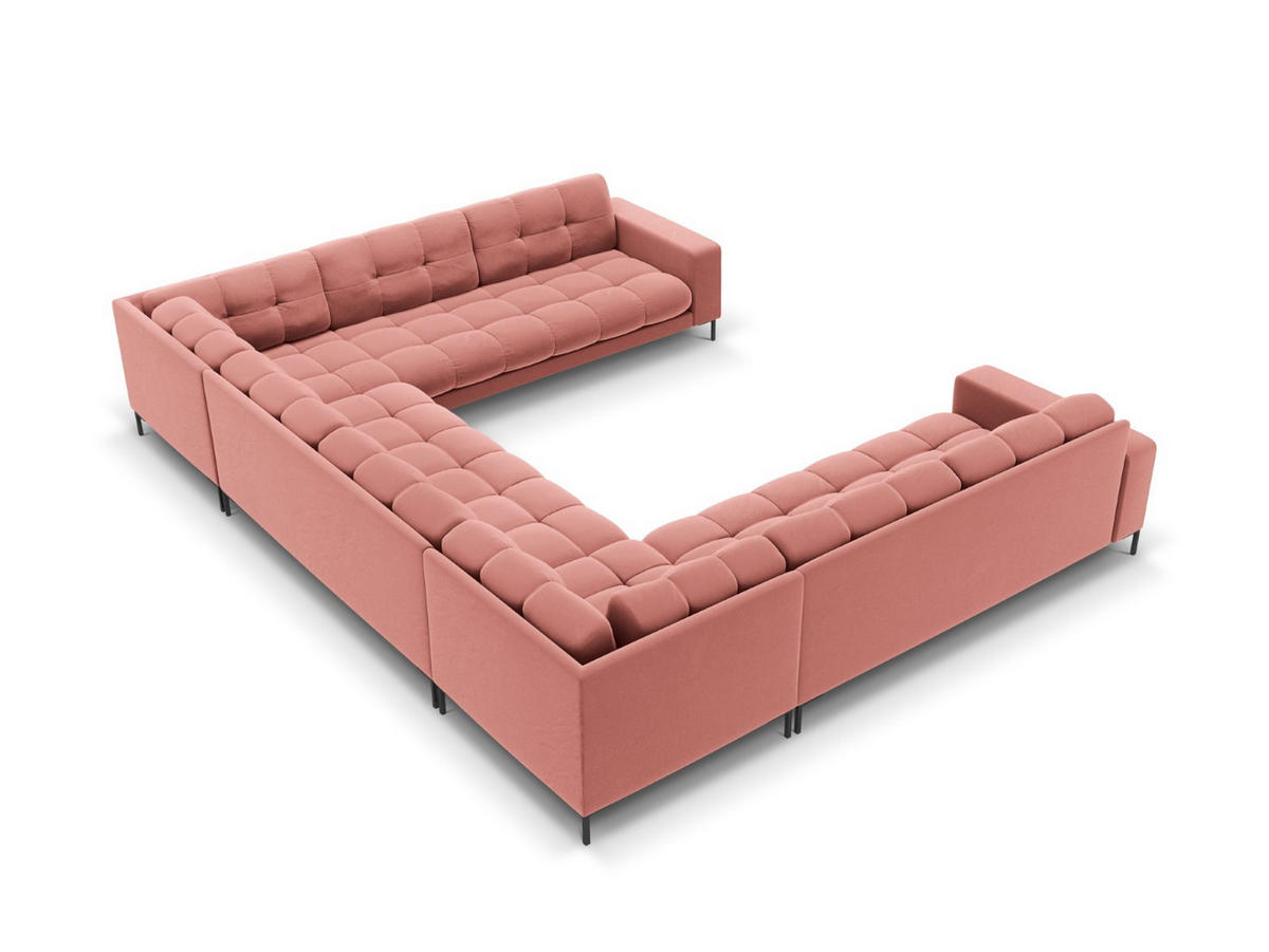 PANORAMASOFA Mamaia aus Samt rosa 9 Sitzplätze - Pink, Textil (256/75/337cm) - Micadoni