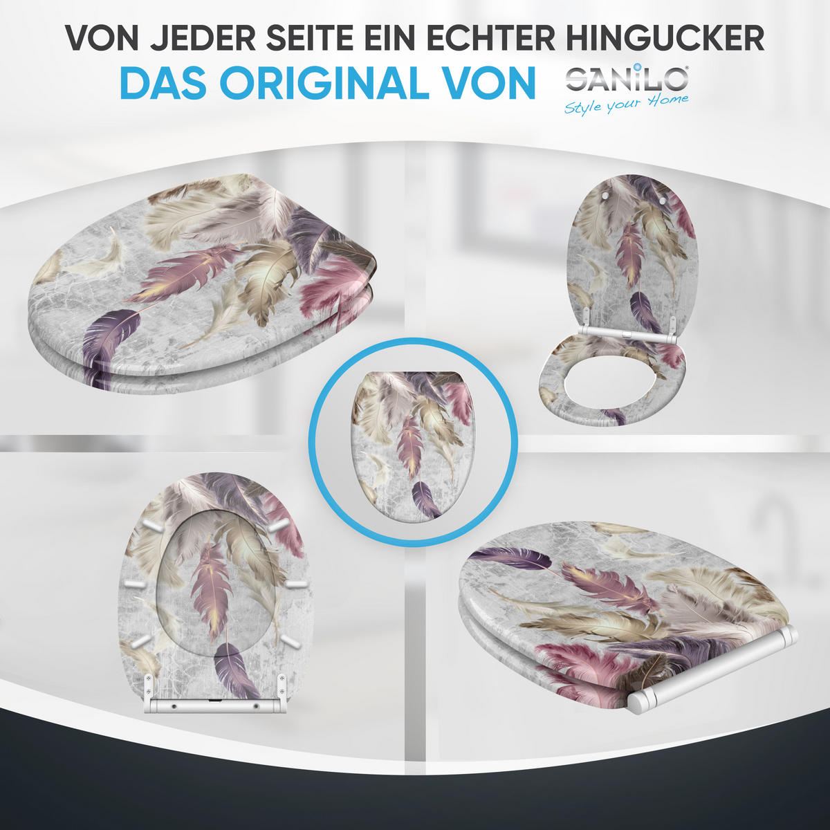 WC-SITZ mit Absenkautomatik & Top Fix Federn - Violett, Holzwerkstoff (37.7/5.5/48cm) - Sanilo