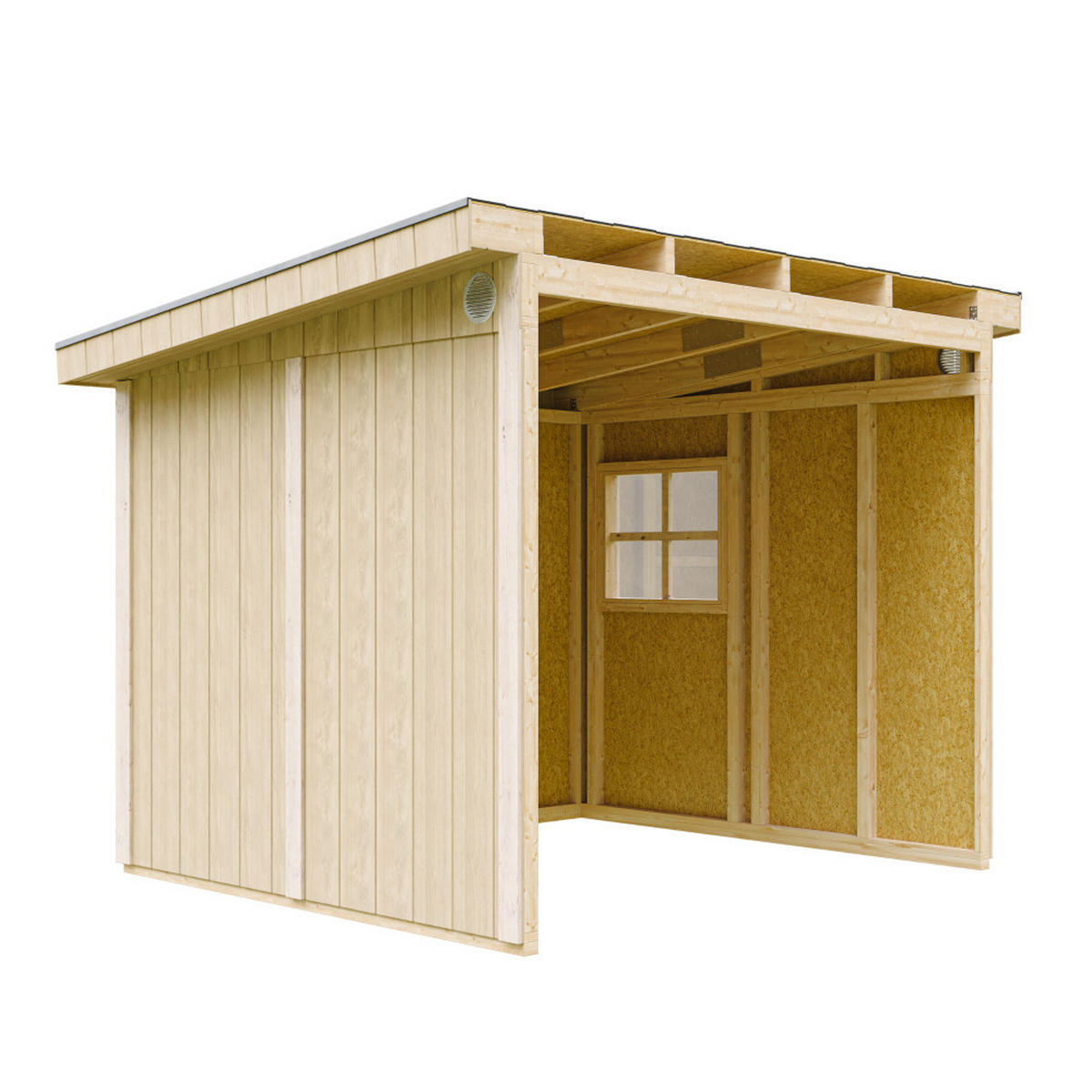 GARTENHAUS 5,9 m² - H231x248x294 cm - Ohne Boden und Seitenwand – M938B - Beige, Holz (236/231/250cm) - Timbela