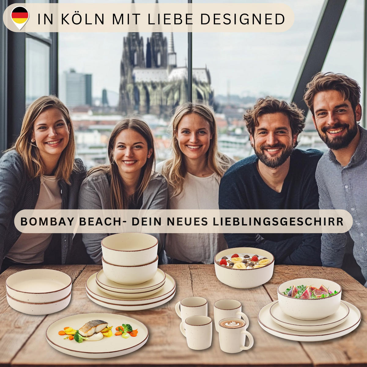 DESSERTTELLER BOMBAY BEACH - 4 teilig aus Steingut - Creme, Stein (20.5cm) - Sänger