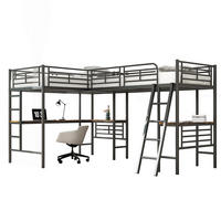 HOCHBETT 90/200 cm in Schwarz mit Doppeltreppe - Schwarz, Metall (90/200cm) - KOMHTOM