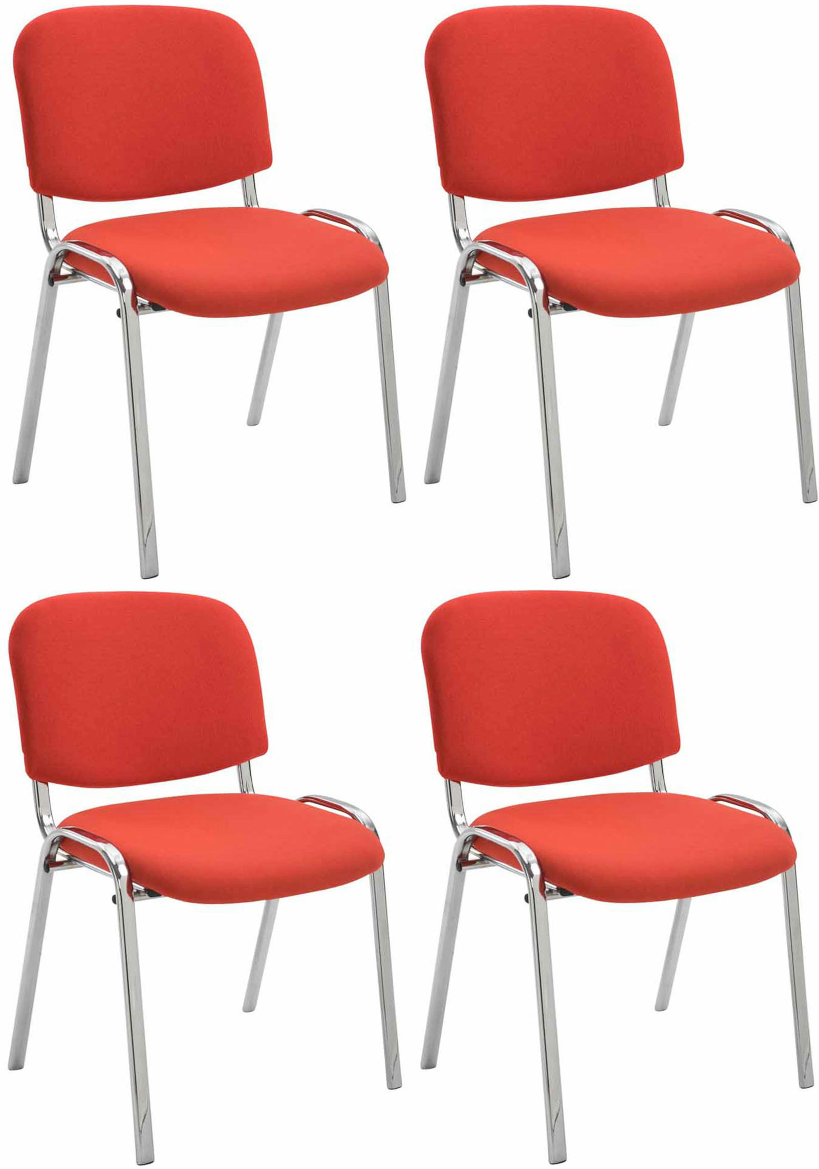 BESUCHERSTUHL 4er Set Stoff rot - Rot, Textil/Metall (54/79/64cm) - CLP