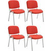 BESUCHERSTUHL 4er Set Stoff rot - Rot, Textil/Metall (54/79/64cm) - CLP