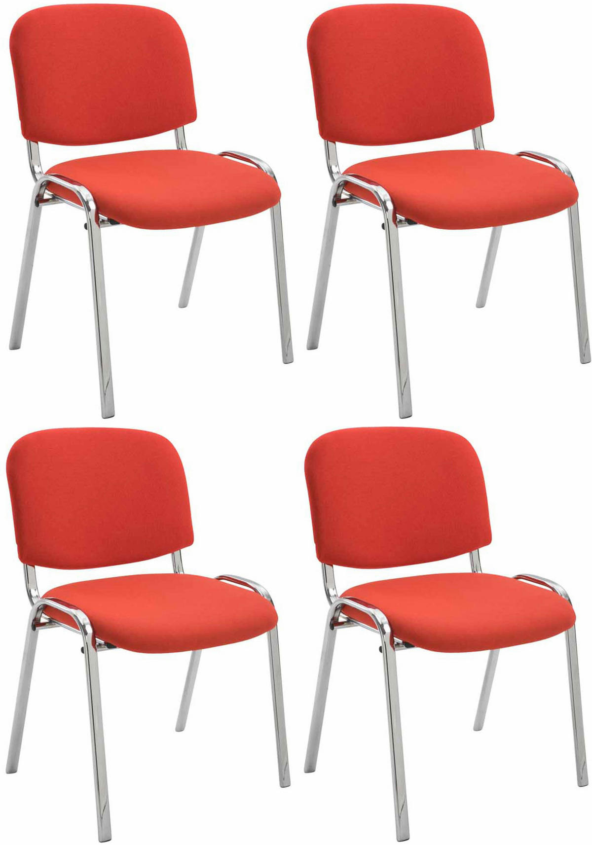 BESUCHERSTUHL 4er Set Stoff rot - Rot, Textil/Metall (54/79/64cm) - CLP
