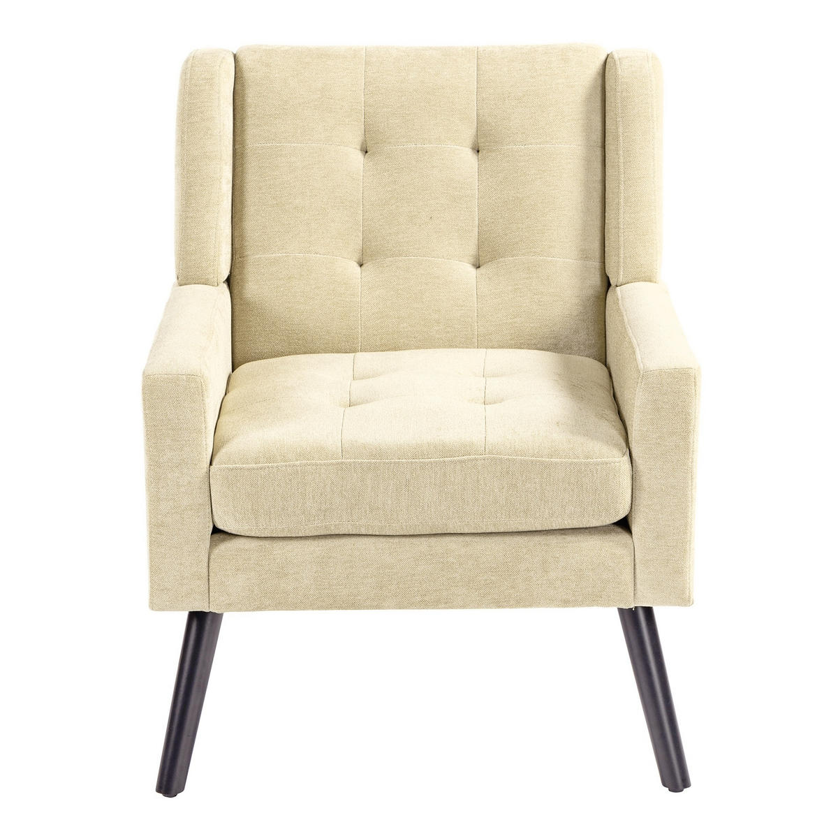 SESSEL 76/68/88 cm beige aus Leinenstoff mit Tufting und Massivholzbeinen - Beige, Textil (76/88/68cm) - OKWISH