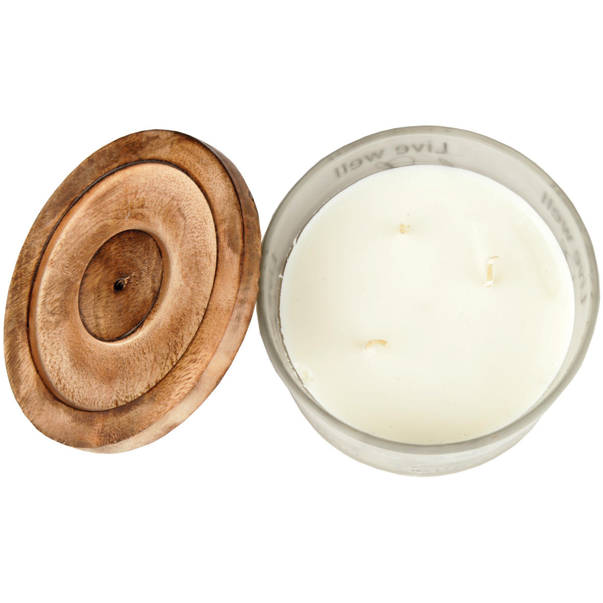 DUFTKERZE mit Sprüchen 3 Docht, Kokosnuss & Limette - Beige, Glas (13/8cm)