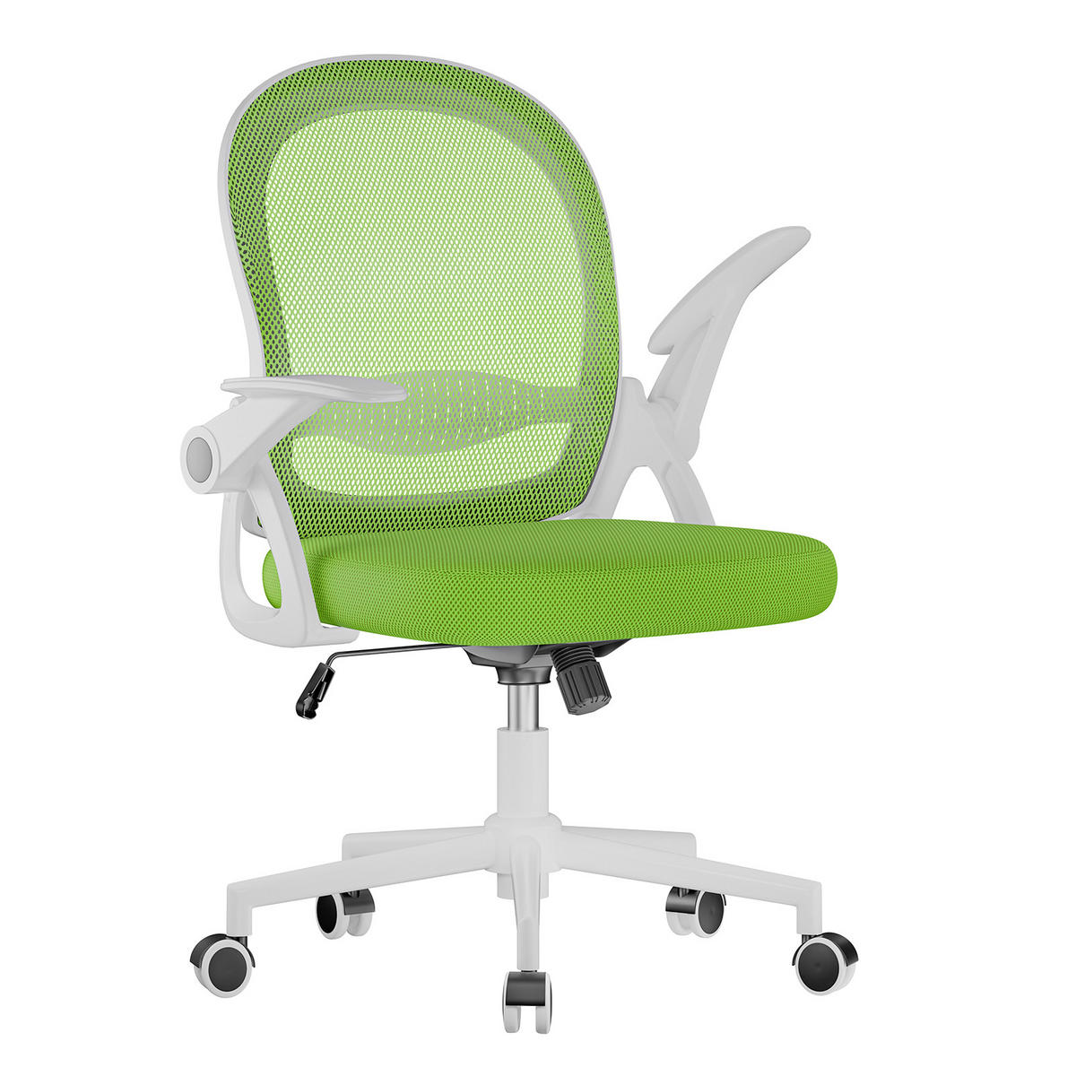 BÜROSTUHL Weiß-Bright Green ergonomisch mit Mesh Rückenlehne - Hellgrün, Metall (25/53/56cm) - Rattrix