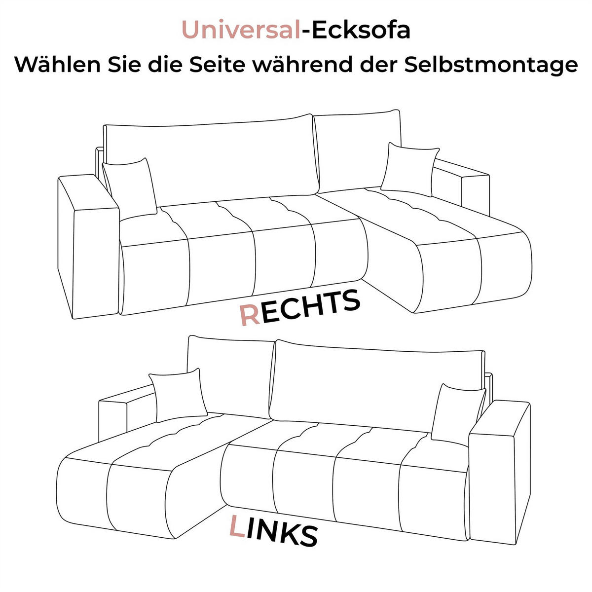 ECKSOFA CLOUD II L mit Schlaffunktion, Vibe 98 - Dunkelgrau, Textil (247/152cm) - Lookway