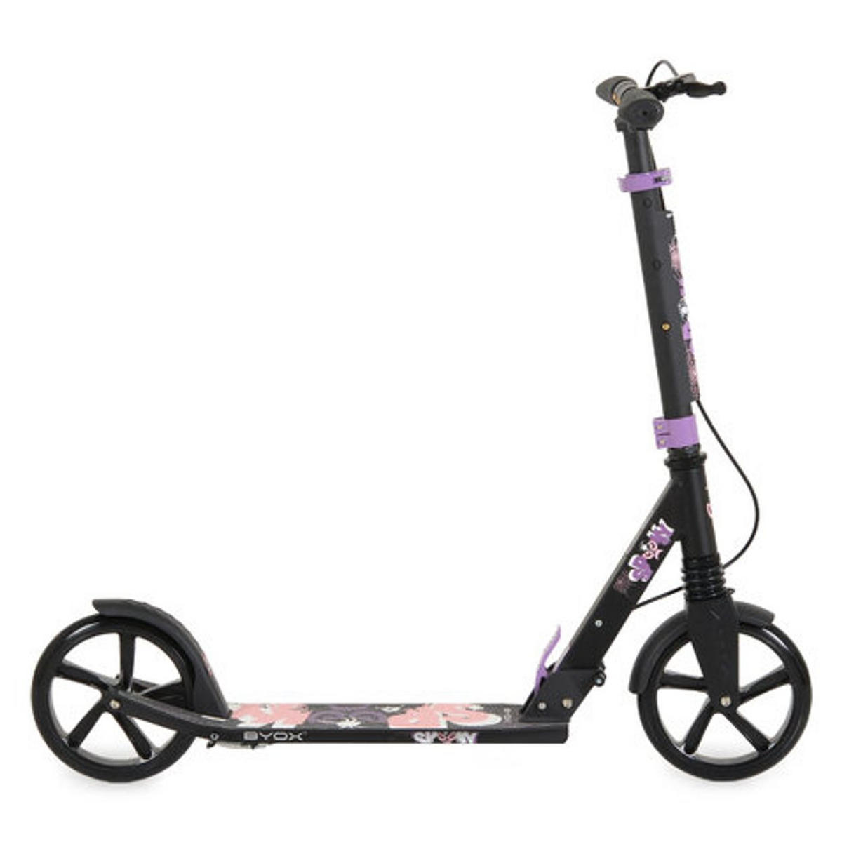 KINDERROLLER Spooky lila Aluminiumdeck, Stoßdämpfer vorne, ABEC-7, Anti-Rutsch-Beschichtung - Violett, Metall (85/40/95cm)