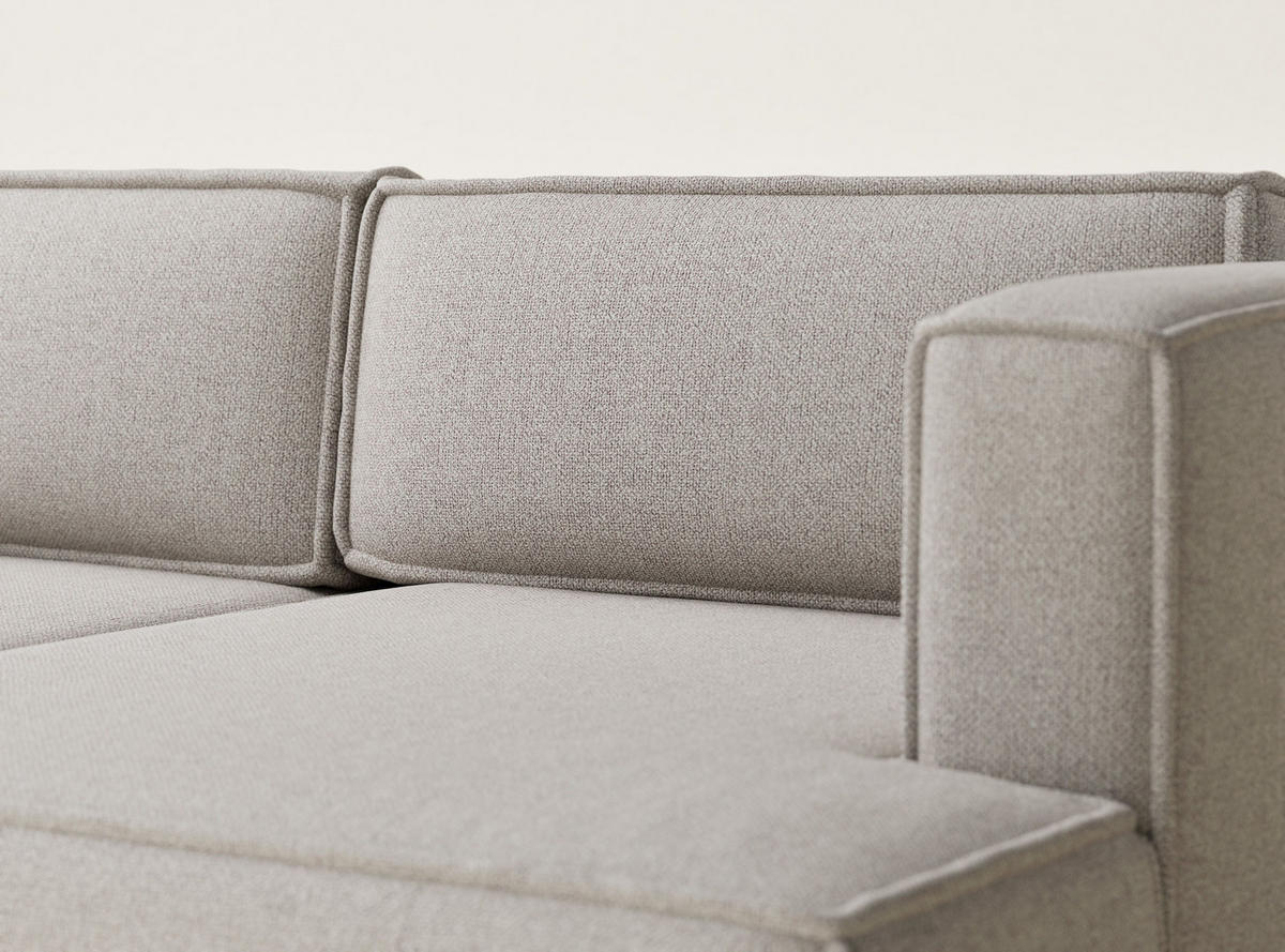 ECKSOFA MIT SCHLAFFUNKTION Velto Seidengrau Webstoff - Greige/Schwarz, Holz/Holzwerkstoff (250/152cm) - Maison de Reve