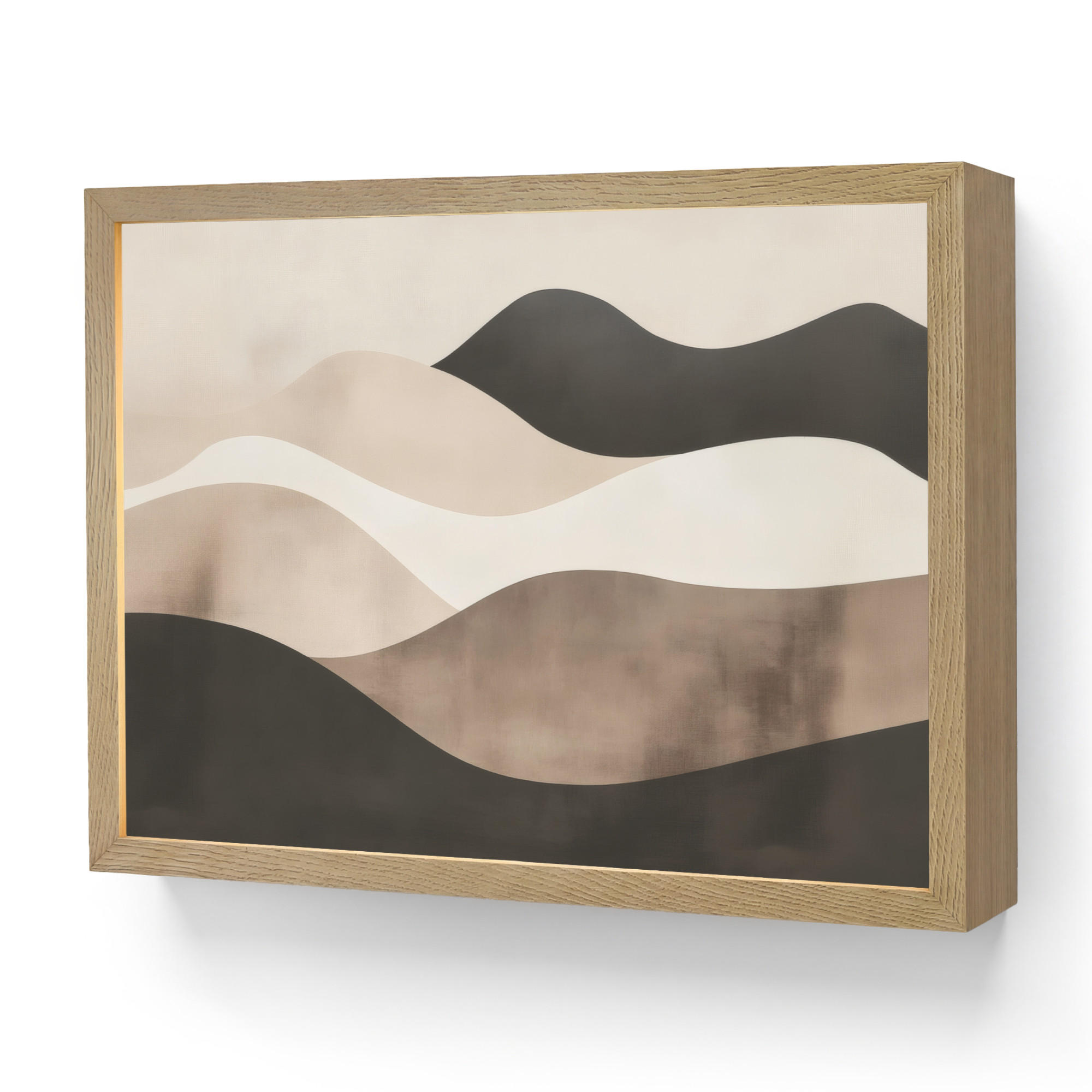 OnlyWow NÁSTĚNNÁ LAMPA S AKUMULÁTOREM Abstraktní - Krajina - Vlny - Krémová barva 40x30 cm