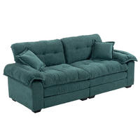 SOFA s tapeciranjem, 214/89/93 cm zelena, chenille, dvosjed s dubokim sjedištem - zelena, tekstil (90/87.6/215cm) - BEAOK