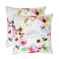 OUTDOOR-KISSEN 2er-Set 45/45 cm – Aquarell-Blumen - Multicolor, Textil (45/45cm) - Homescapes