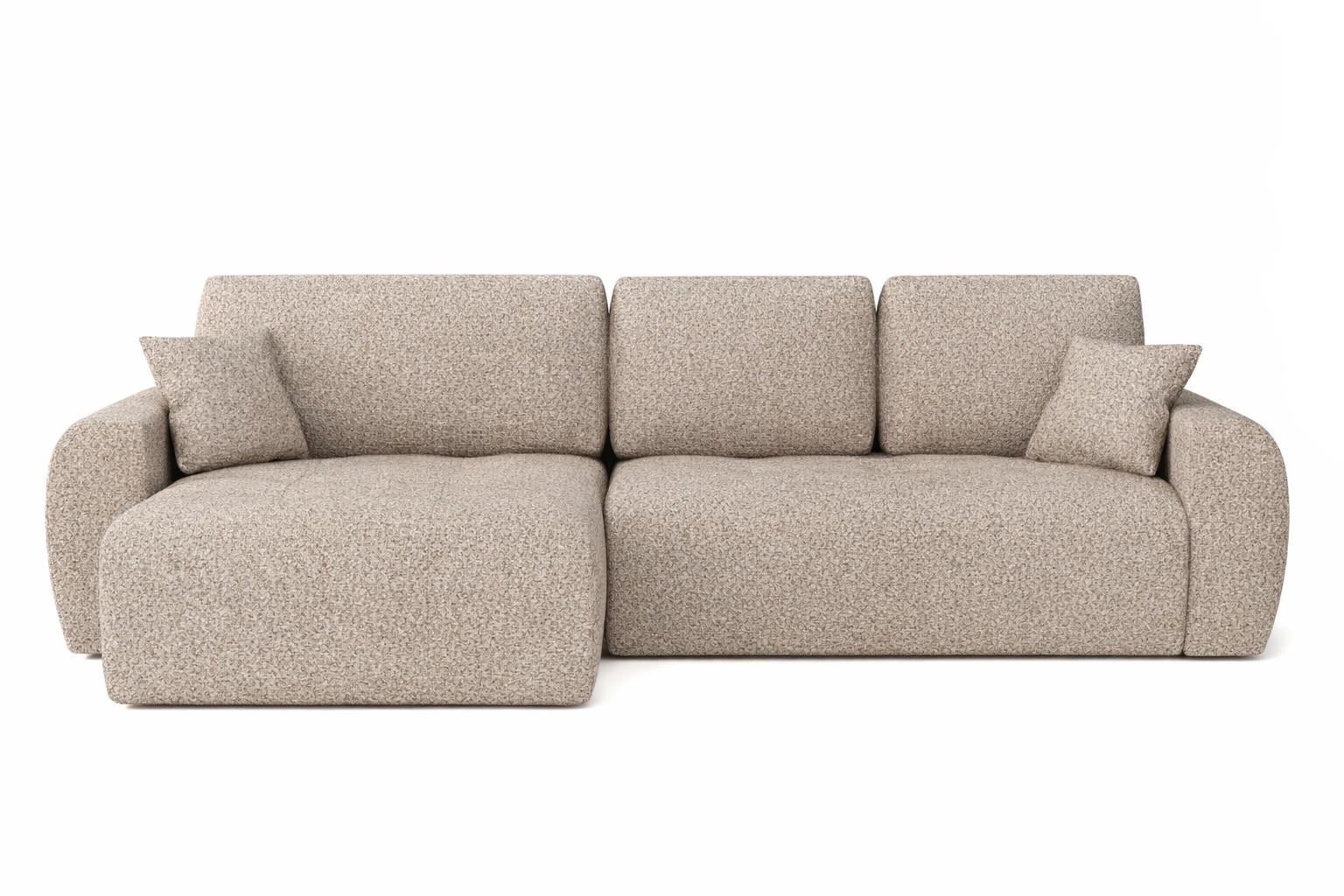 ECKSOFA Mit Schlaffunktion Und Bettkasten L-Form Ivo L, Chenille-Stoff Artico, Beige, Links - Sandfarben, Holz (250/142cm) - Kaiser Möbel