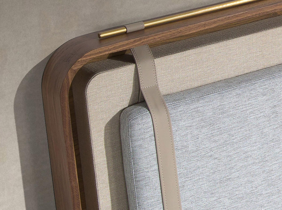 BETT Stoff 170/215/110 cm - Beige/Nussbaumfarben, Holz/Textil (160/200cm) - ANGEL CERDA