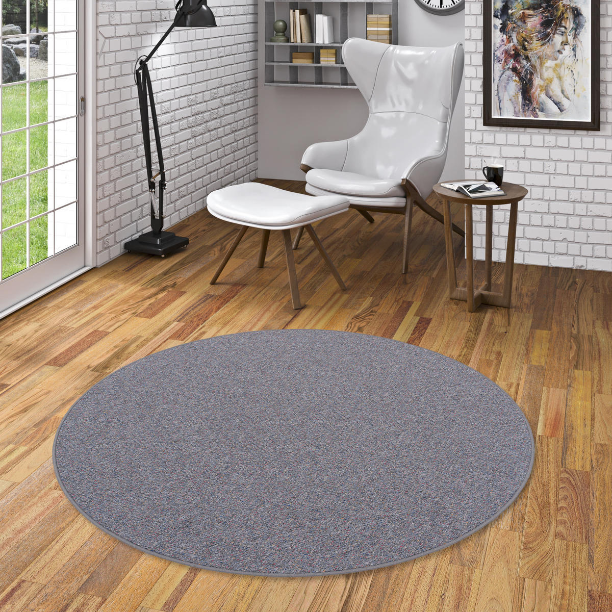 SCHLINGEN TEPPICH ALMA MELIERT RUND - Grau, Textil (160/160cm) - Snapstyle