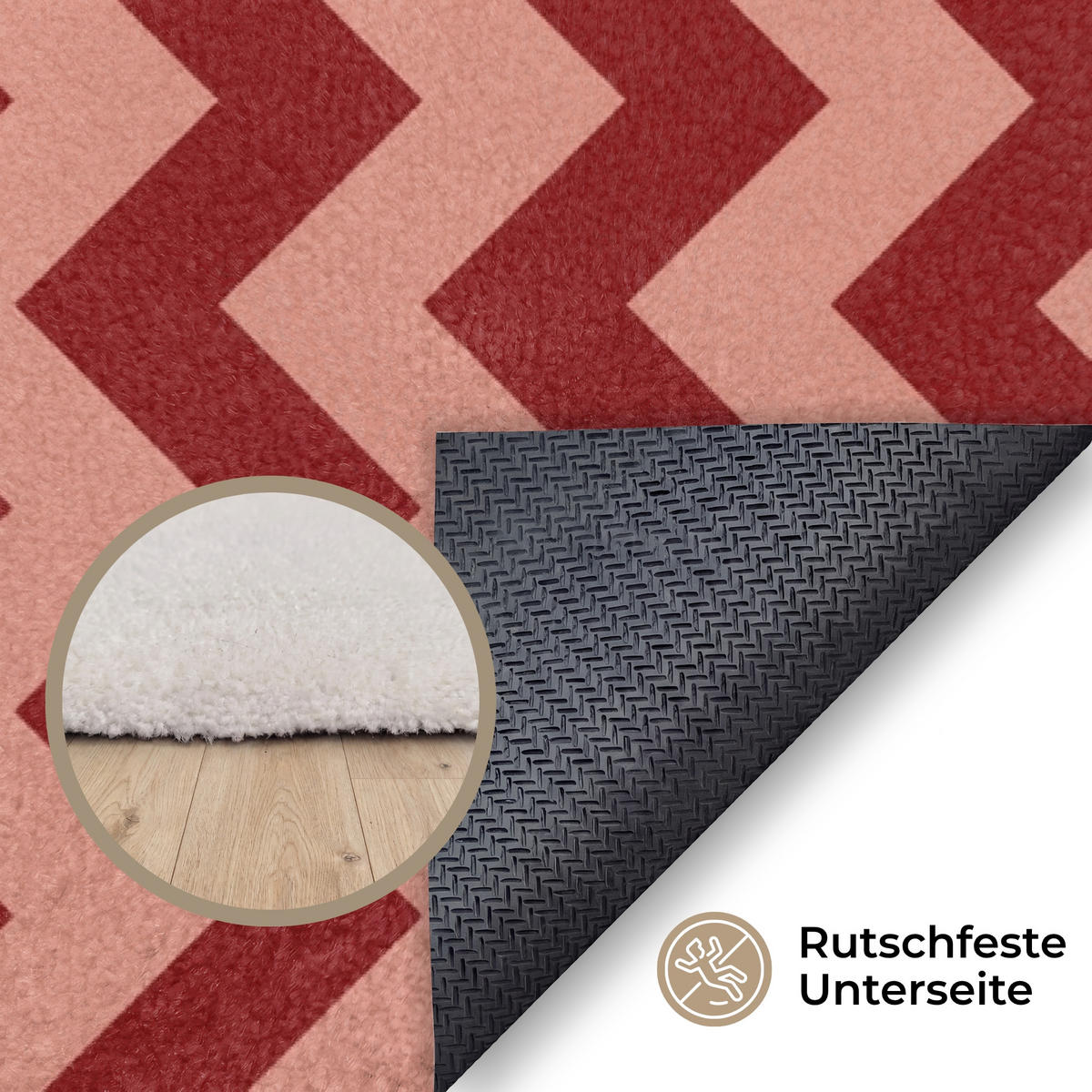 KOBERCE - Cikcak - Pruhy - Vzor - Červená - 200x140 cm - červená, textil/plast (200/0.4cm) - OnlyWow