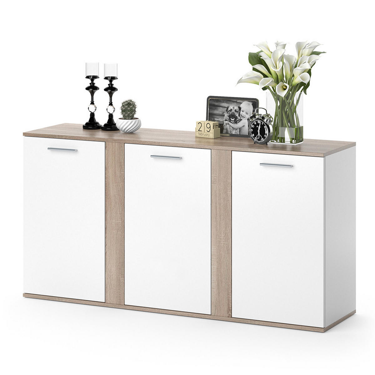 KOMMODE Novelli Sonoma 155 x 80 cm mit Türen - Sonoma Eiche, Holzwerkstoff (40/80/155cm) - Vicco