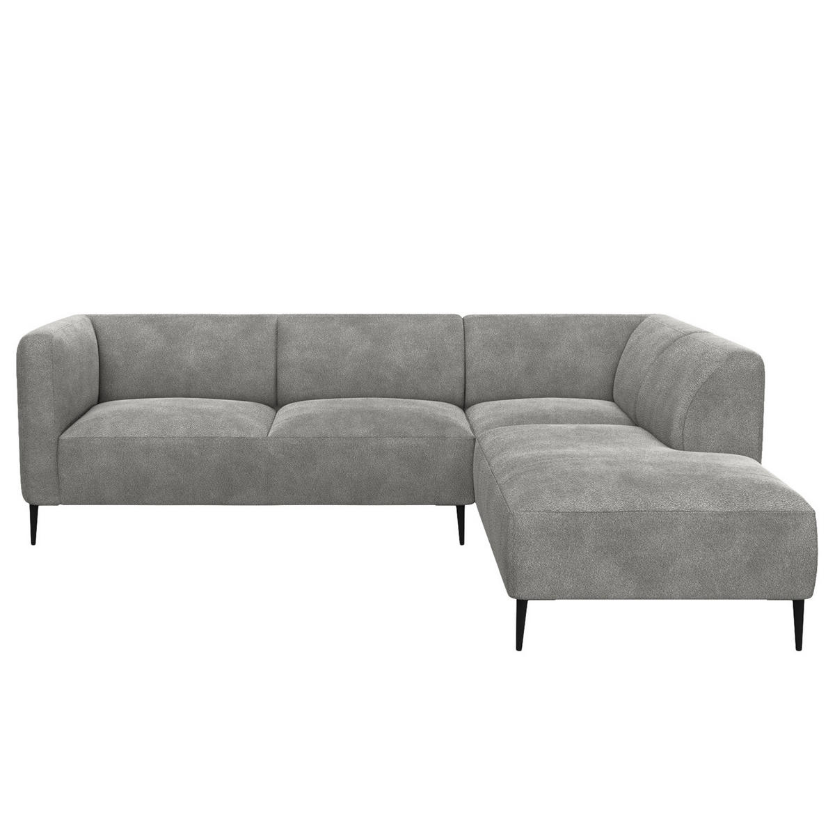 2,5-SITZER ECKSOFA mit Ottomane - Schwarz/Grau, Textil/Metall (252/205cm) - home24