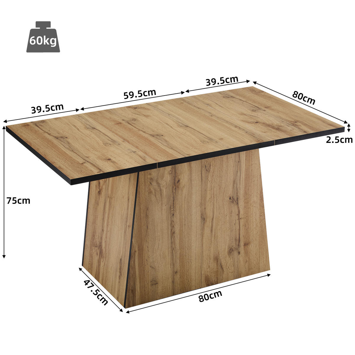ESSTISCH SET mit 1 Tisch und 6 Stühlen im Retro-Stil - Braun, Holzwerkstoff/Textil (138.5/75/80cm) - Urban Meuble