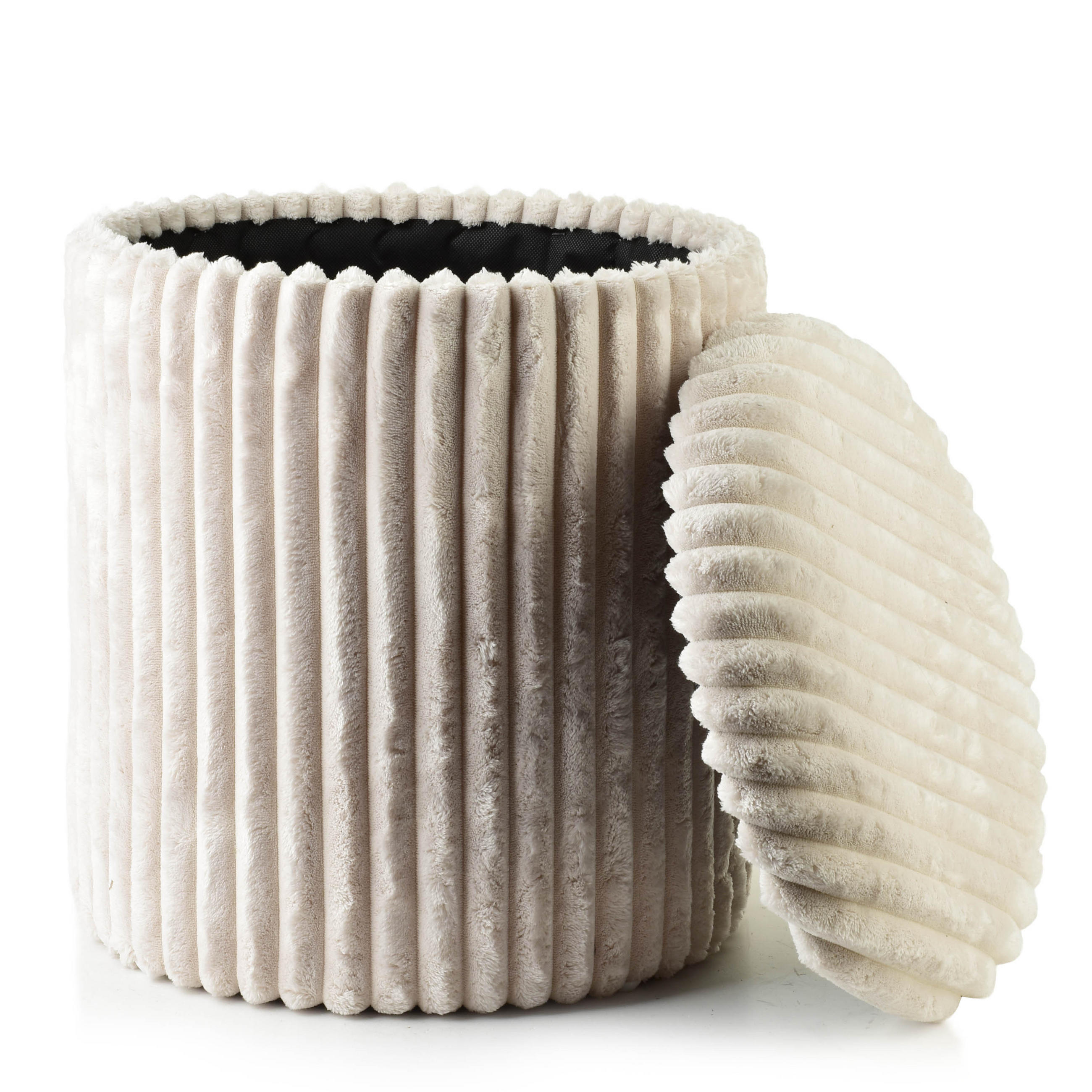 POUF Wiki beige 40/40/47 cm Textil - Beige, Textil (40/47/40cm) - Mondex