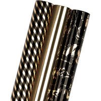 GESCHENKPAPIER 3-teiliges Set Schwarz-Gold 43,2 cm x 3,05 m - Multicolor, Papier (43/305/305cm)