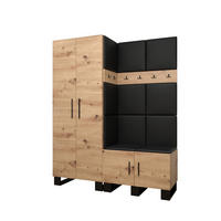 GARDEROBEN-SET 196/158/45,6 - Schwarz/Eiche Artisan, Holz/Kunststoff (158/196/45.6cm) - Abiks Möbel
