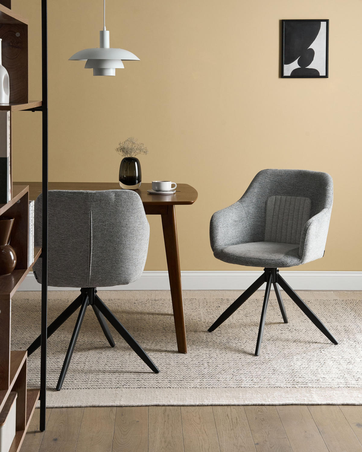 JÍDELNÍ ŽIDLE 2 ks sada otočná Látka Šedá Likely - světle šedá, textil (56/85/71cm) - Beliani