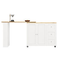 BARTISCH Weiß 135-203/39/106 cm - Weiß, Holzwerkstoff (203/106/39cm) - PANGIVO