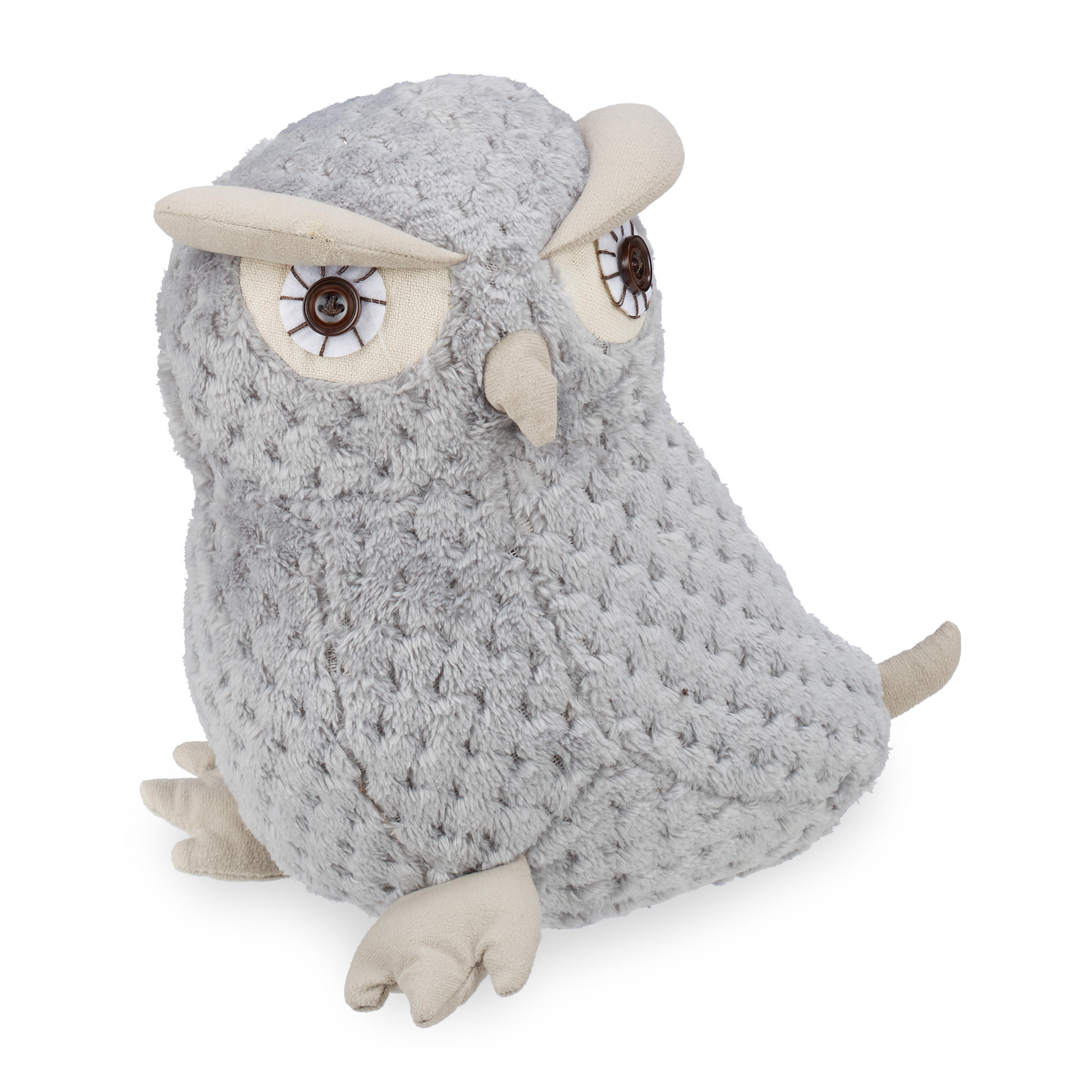 DÖRRSTOPP Grå uggla polyester sand 22 cm - Grå, Textil/Naturmaterial (21/17cm) - Relaxdays