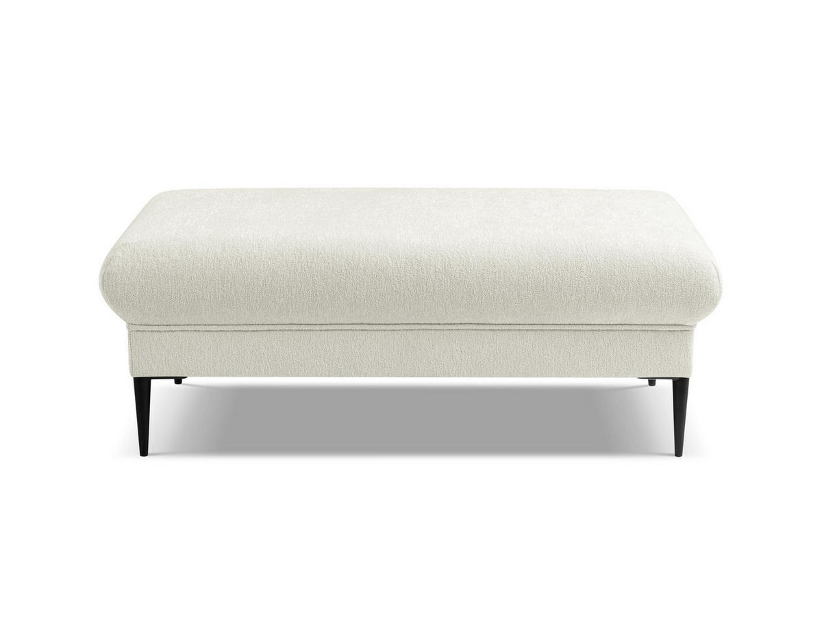 POUF Chenille Stoff Beige - Hellbraun/Schwarz, Holzwerkstoff/Textil (111/88/60cm) - Makamii
