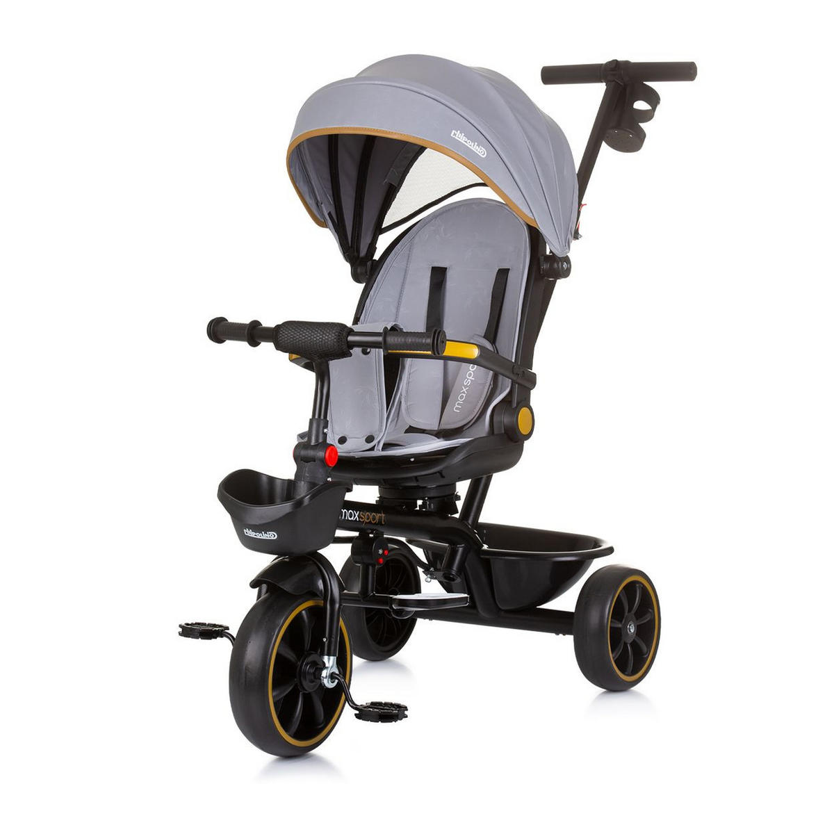 DREIRAD Max Sport 2 in 1 hellgrau Dreirad, Becherhalter, Sitz umkehrbar, Korb - Hellgrau, Metall (116/50/95cm) - Chipolino