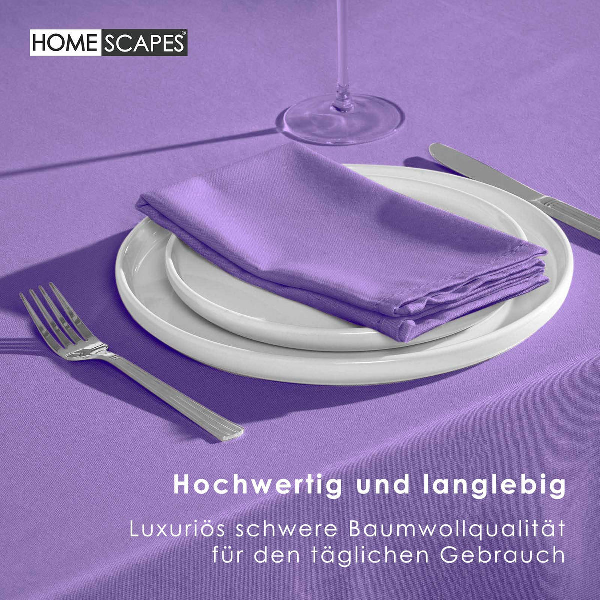 TISCHDECKE lila rund 178 cm, 100% Baumwolle - Lila, Textil (178/178cm) - Homescapes