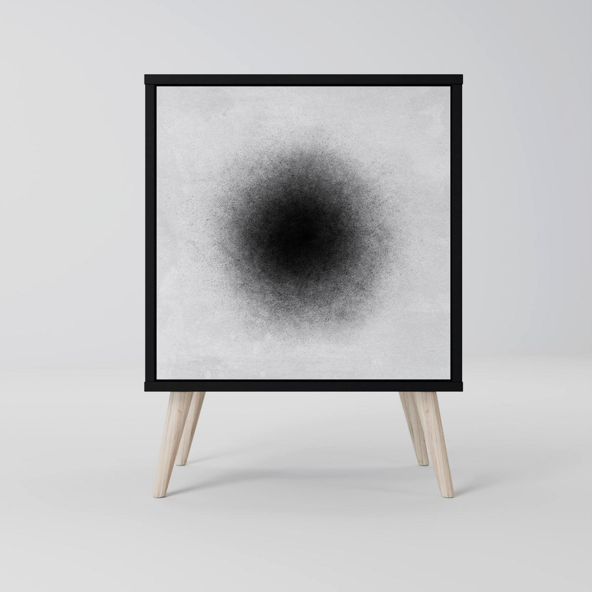 SIDEBOARD BLACK HOLE, Schwarz, 57,5x42x70,5 cm, Schwarze Metall-Sternfüße - Multicolor/Schwarz, Holzwerkstoff/Metall (57.5/70.5/42cm) - SpaceRebels