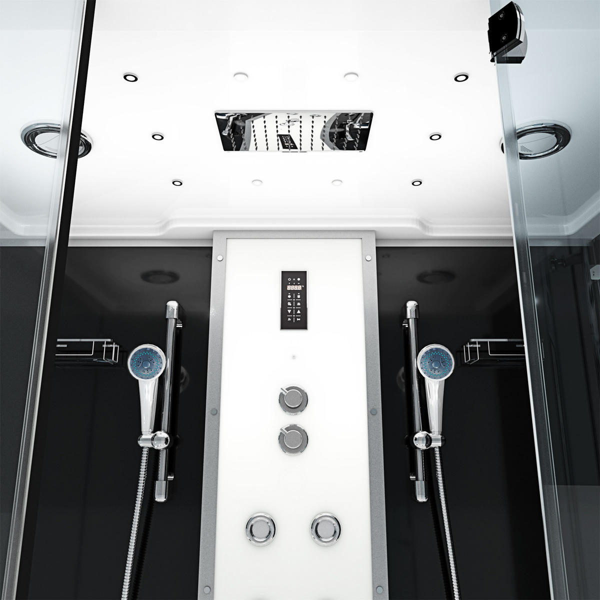BADEWANNE Dusche K80-SW-EH-C-SC-EA Duschkabine - Schwarz, Glas/Kunststoff (180/100/228cm) - AcquaVapore by Sandra Jentho