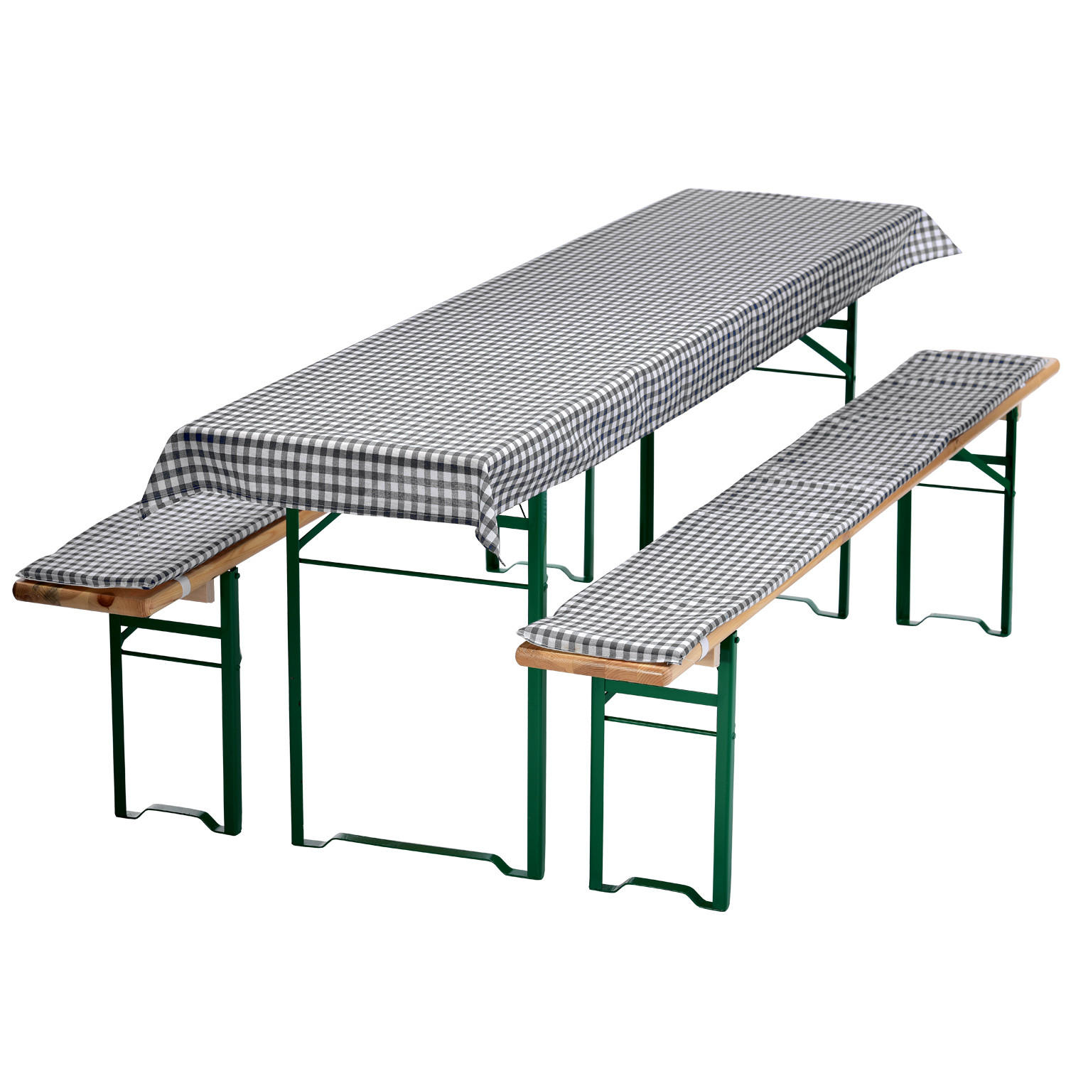 BIERBANKAUFLAGEN Set 240x70 cm Grau Kariert - Grau, Textil (70/240cm) - NYVI