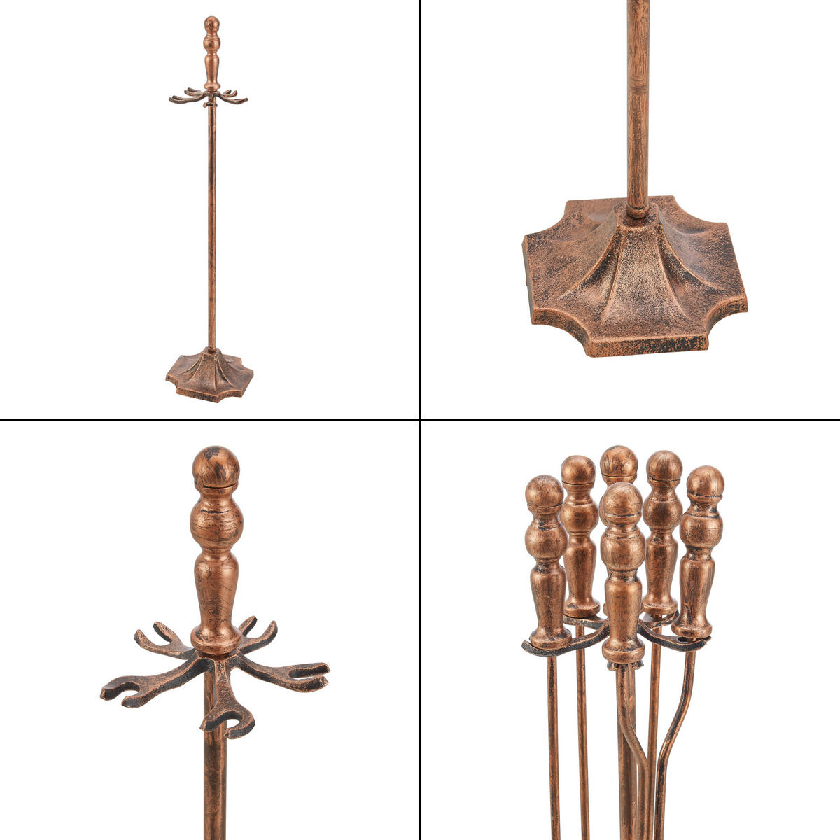 KAMINBESTECK-SET 5 TLG. Dovre - Bronzefarben, Metall (17.5/80/17.5cm) - [en.casa]