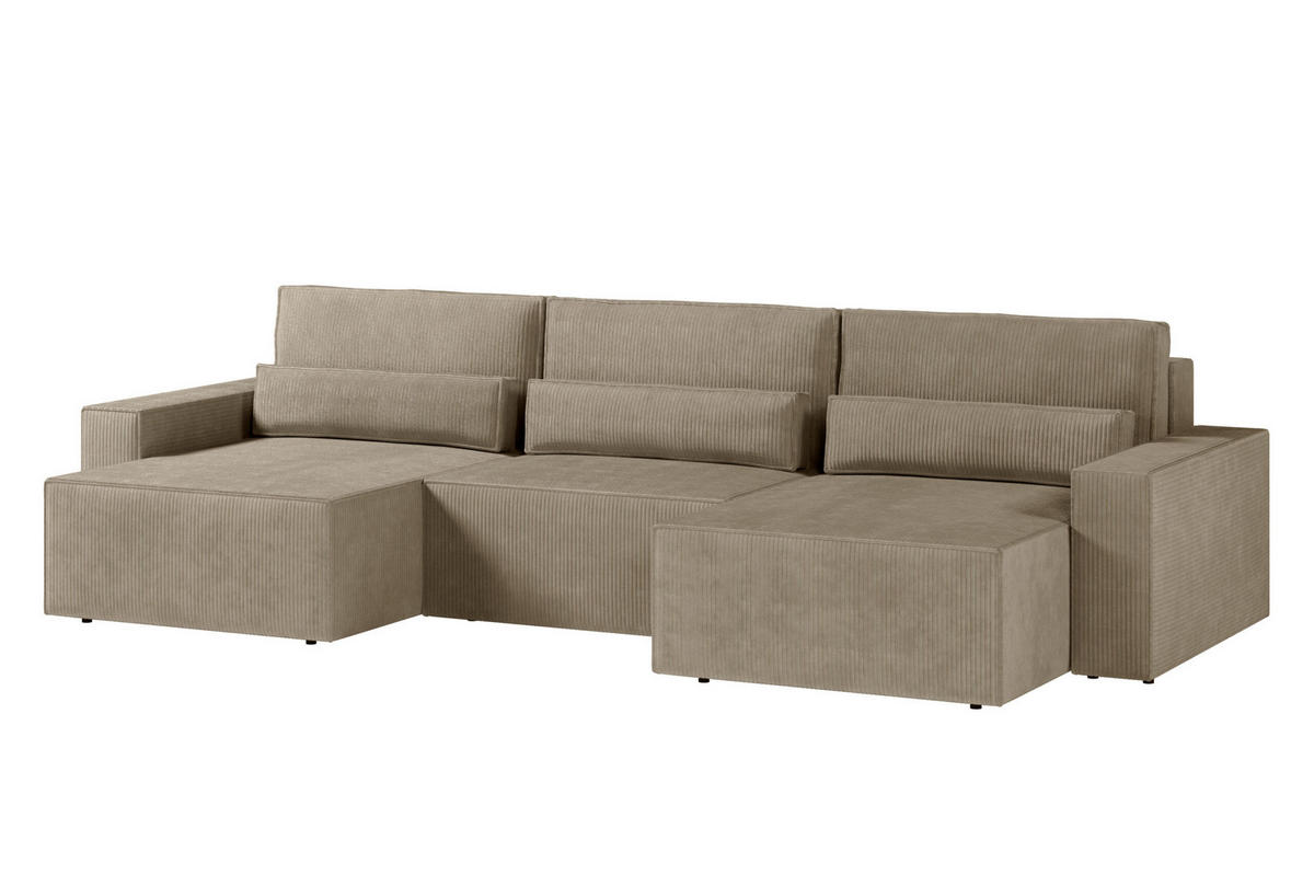 WOHNLANDSCHAFT DENVER U mini - Dunkelbeige - Beige, Holzwerkstoff (350/92/162cm) - Möblo