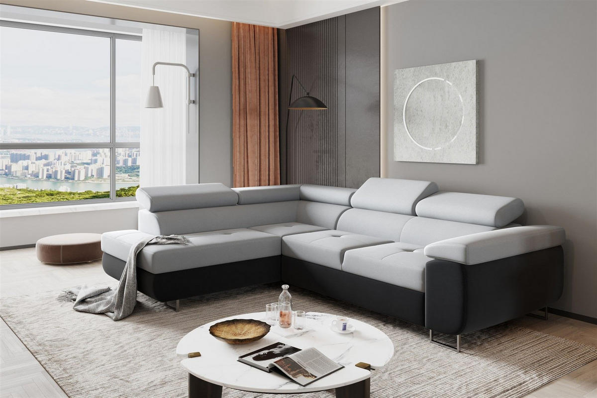 ECKSOFA Jade Mit Schlaffunktion - Anthrazit, Holzwerkstoff/Textil (202/275cm) - Fun Möbel
