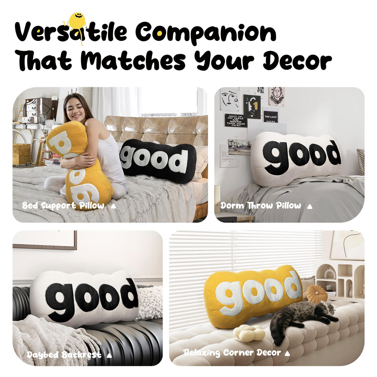 RÜCKENKISSEN Dekokissen GOOD - Weiß, Textil (24/95/45cm) - Vercart
