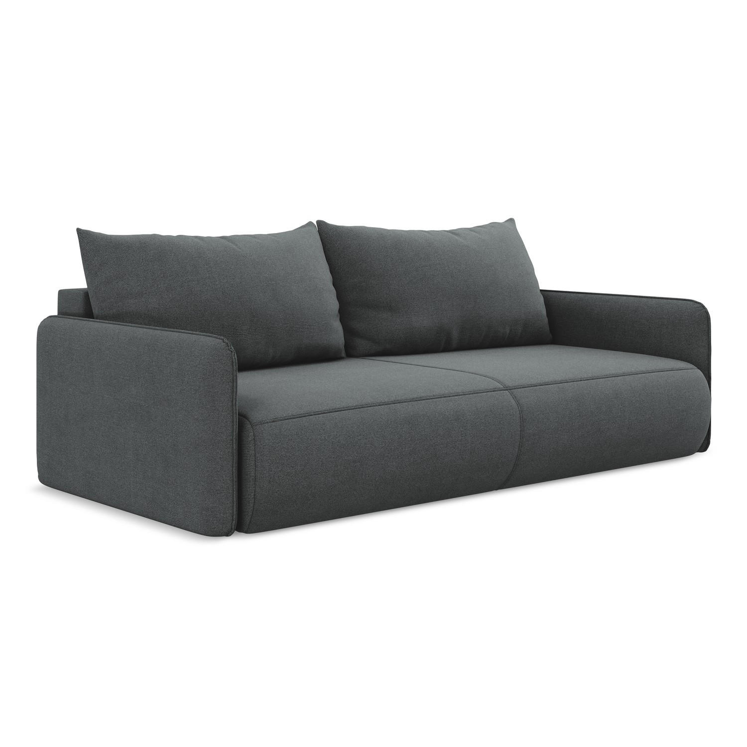 3-SITZER SOFA mit Schlaffunktion Strukturstoff Stoff Grau - Schwarz/Grau, Kunststoff/Textil (216/86/105cm) - LaMiaSofa