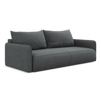 3-SITZER SOFA mit Schlaffunktion Strukturstoff Stoff Grau - Schwarz/Grau, Kunststoff/Textil (216/86/105cm) - LaMiaSofa