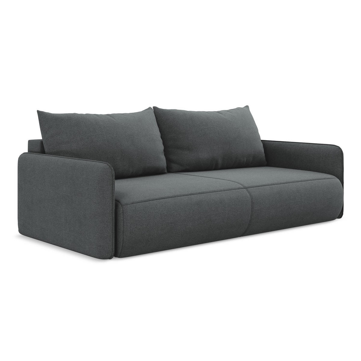 3-SITZER SOFA mit Schlaffunktion Strukturstoff Stoff Grau - Schwarz/Grau, Kunststoff/Textil (216/86/105cm) - LaMiaSofa
