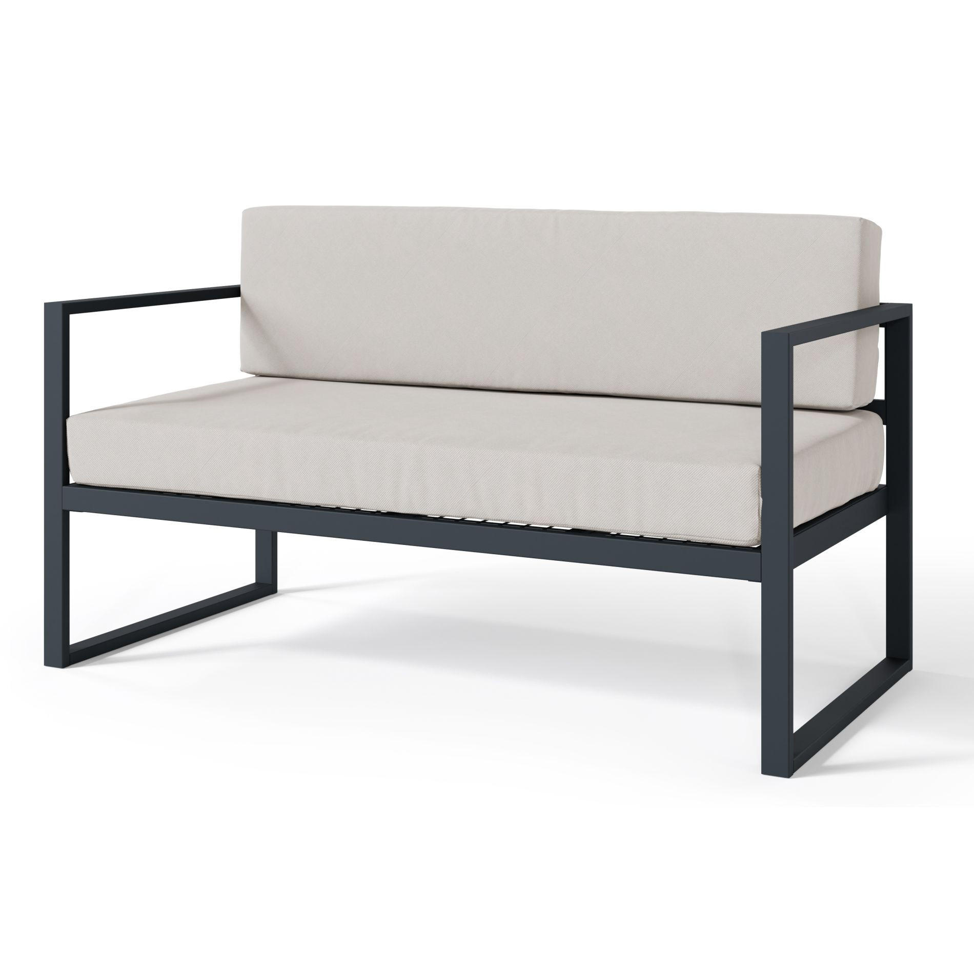 GARTEN-SOFA Dywilly Grau/Schwarz - Grau, Textil (128/72/65cm) - Selsey