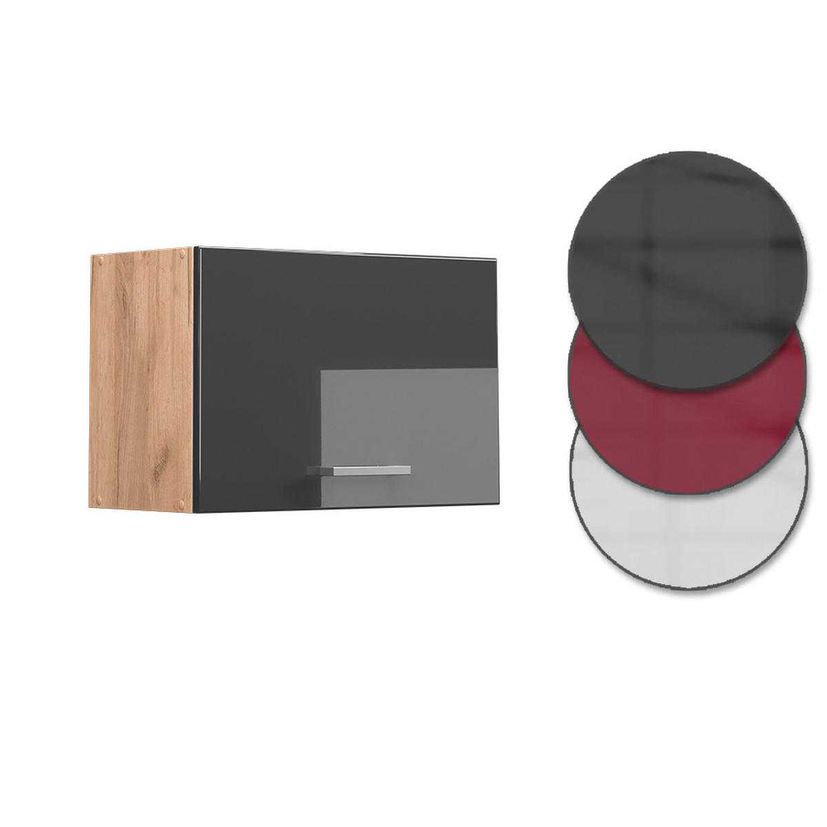 HÄNGESCHRANK R-Line Anthrazit Hochglanz 60 cm Flach - Honigeiche/Schwarz Hochglanz, Holzwerkstoff (60/40/31cm) - Vicco