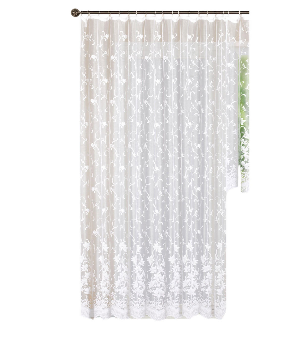 VORHANG BLUMENMUSTER HxB 245x300 cm Weiß - Weiß, Textil (300/245cm) - Gardinenbox