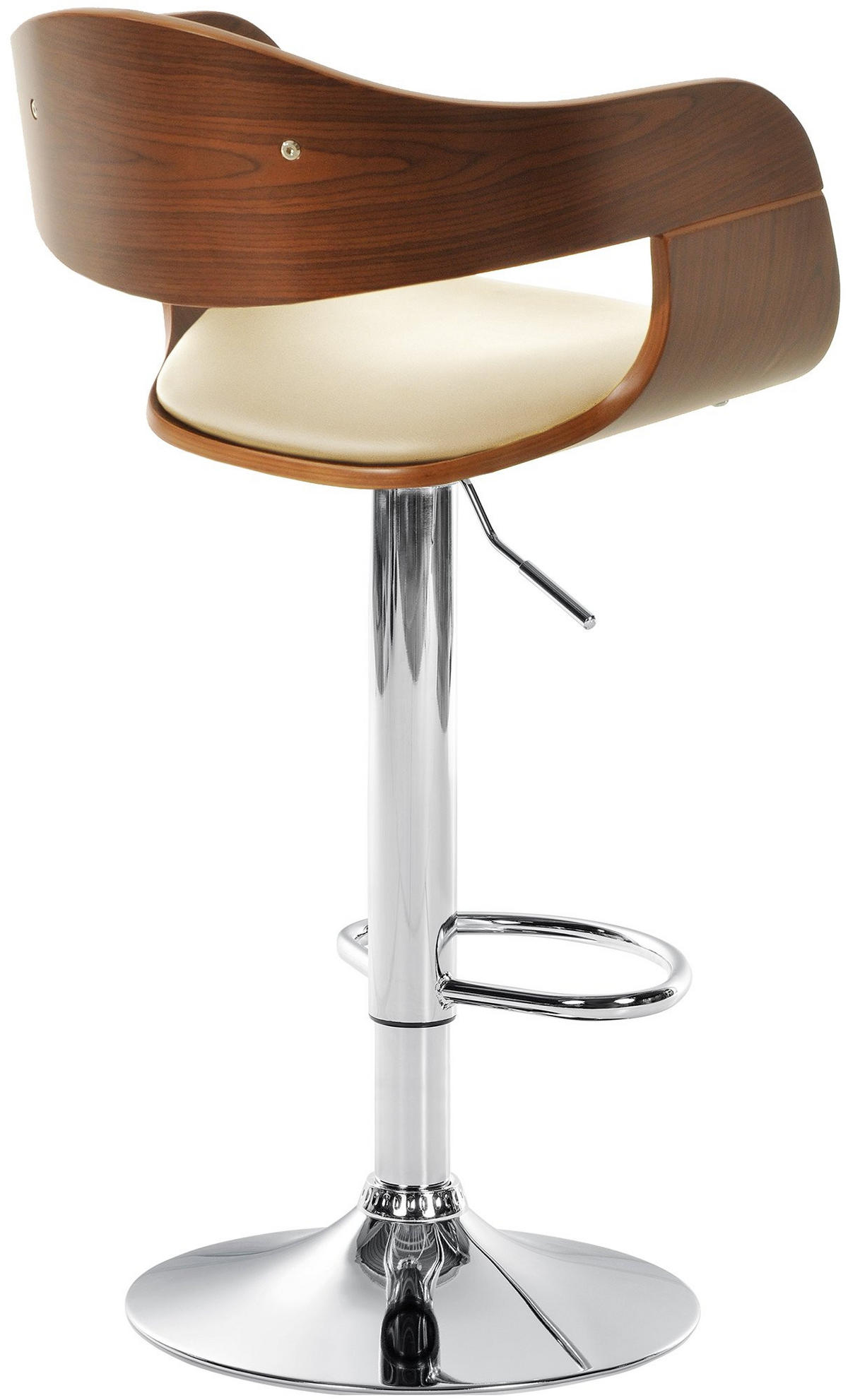 BARHOCKER Lederlook walnuss/creme - Walnussfarben/Creme, Textil/Metall (50/88/48cm) - CLP