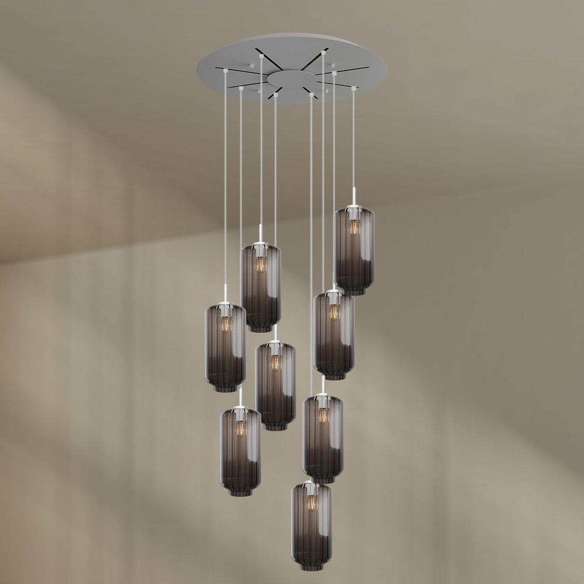 GALERIELEUCHTE Velo 8-flammig Rauch Ø 18cm - Anthrazit/Weiß, Glas (18/18/33cm) - s.luce
